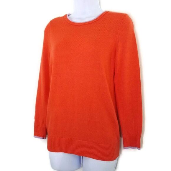 Moth Anthropologie Small Red Pink Trim Shoulder Button Accent Pullover Sweater - Picture 2 of 11